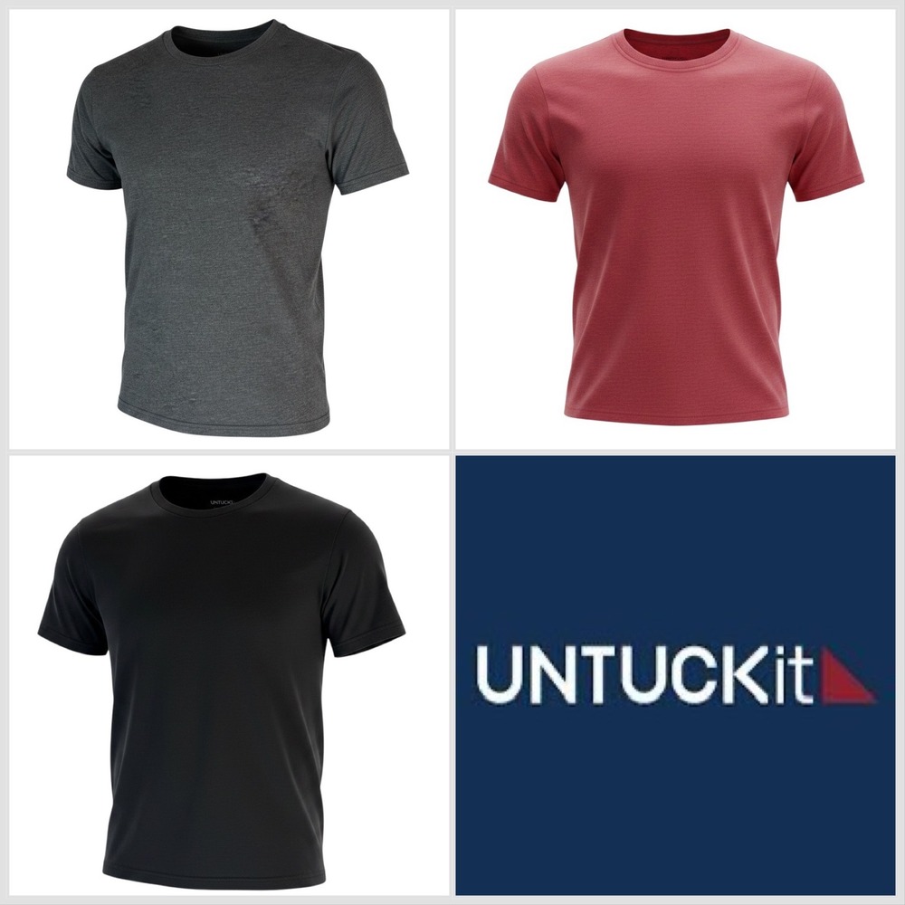 UNTUCKit Mens 3 Pack Short Sleeve Crewneck T-Shirts Heather Grey Red Blue Small